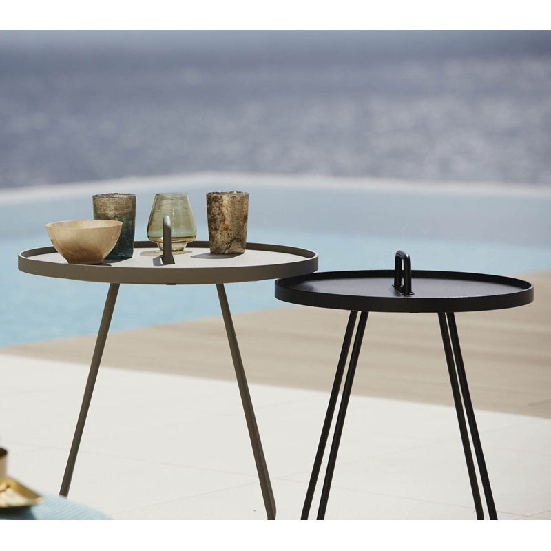 On-the-Move Outdoor Round Side Table, Black, 20.5"