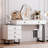 Large Vanity Desk with 3 Color Touch Screen Dimming Mirror, Retractable Makeup Dressing Table-926752813