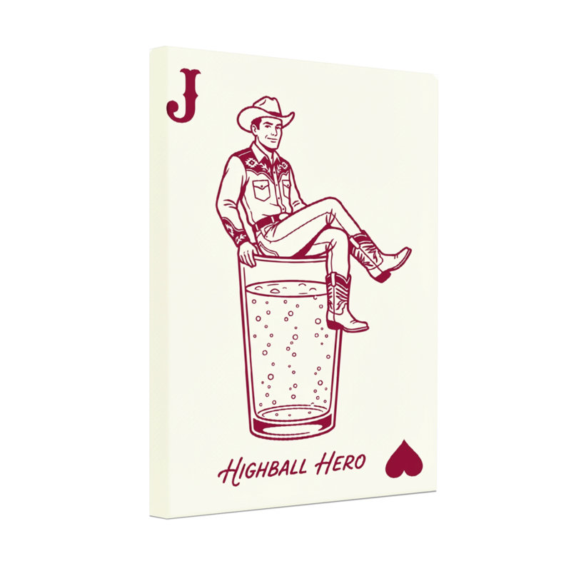 Fashion Cowboy assis sur un verre Highball, H 24 po x l 16 po