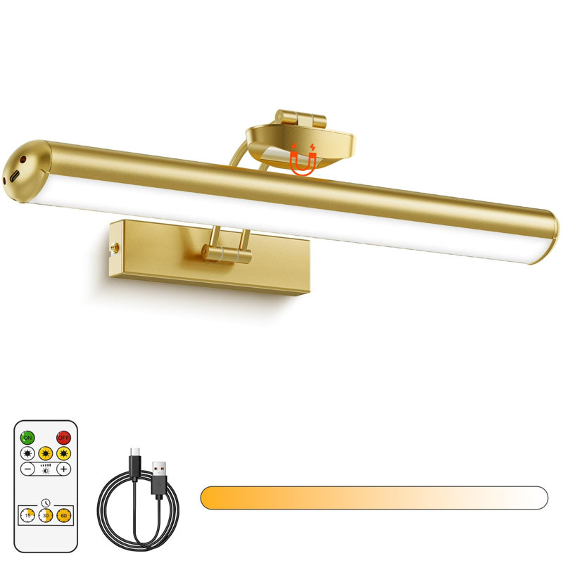 Battery Powered LED Wall Mount Picture Light, Gold