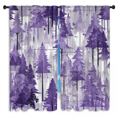 Rideaux de fenêtre mauve à motif de forêt mauve transparent et obscurcissant - 2 panneaux