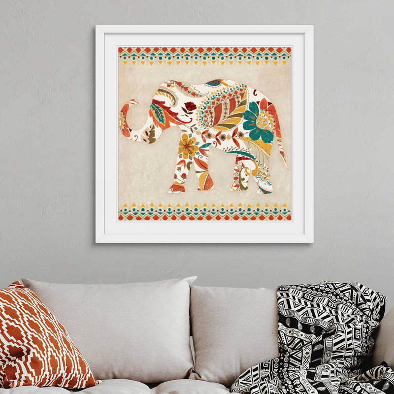 « boho éléphant ii », reproduction d’art, H 35 po x l 35 po x P 1,5 po, Toile