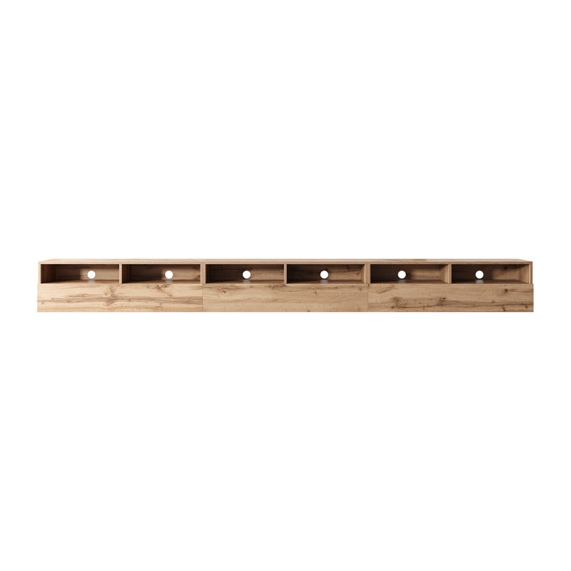 Rodley Unfinished TV Stand for TVs up to 88", Wotan Oak