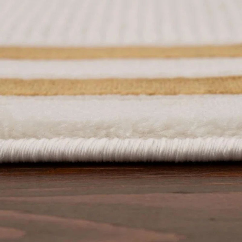 Carmel Modern Bordered Cream/Gold Area Rug, Runner 80 x 300 cm