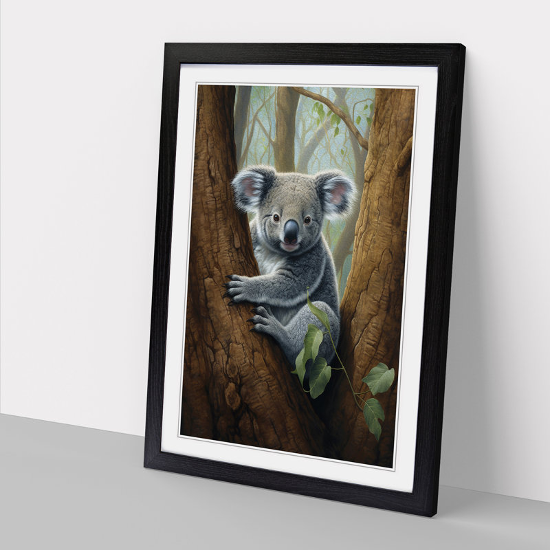 Koala Bear Symbolism Art - Framed Print, 64cm H x 46cm W x 2cm D, Black Framed