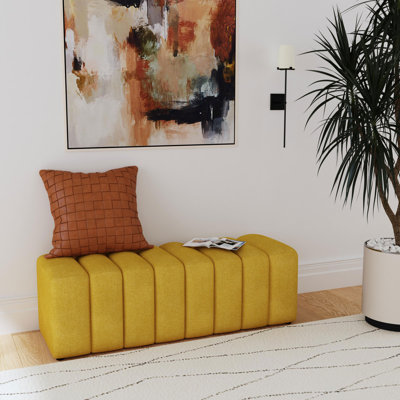 Banc d'appoint rembourré en tissu jaune moutarde Delsur