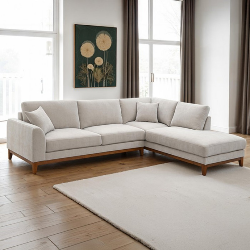 Canapé modulaire Subhaan, Chenille gris pâle, Orienté à droite