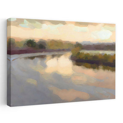 «Golden Mauve Winding River», art mural contemporain abstrait