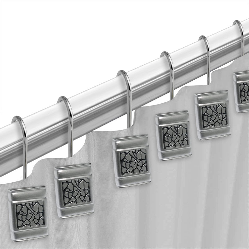 Dilayla Striped Shower Curtain with Hooks Included, Sinatra Silver