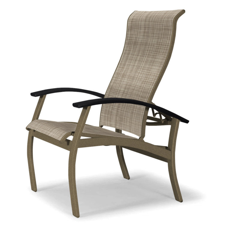 Chaise de patio Askar, Bois de plage texturé, Bristol taupe Sunbrella®, Noir