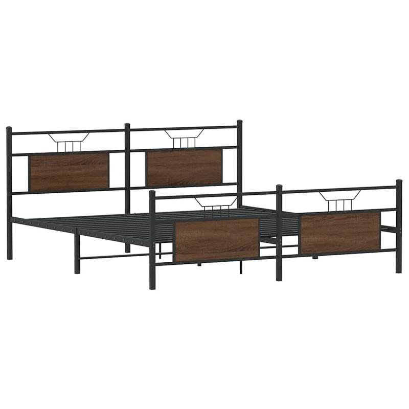 Bed Frame Without Mattress Engineered Wood, Brown Oak, Super King (6')