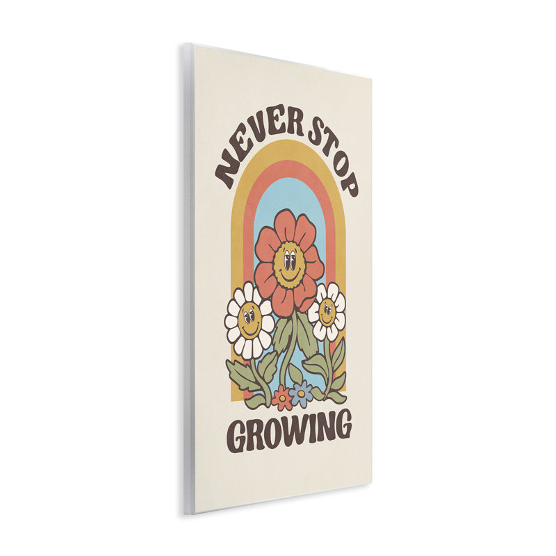 Art mural rétro «Never Stop Growing» par Nataly White, H 19 po x l 13 po