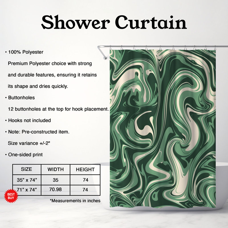 Chunky Emerald Twirl - Premium Shower Curtain, 74"H x 71"W