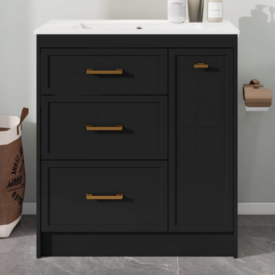 Meuble-lavabo de 30 po avec lavabo, meuble-lavabo classique, meuble-lavabo de 30 po avec lavabo comprenant 2 tiroirs et un tiroir double couche