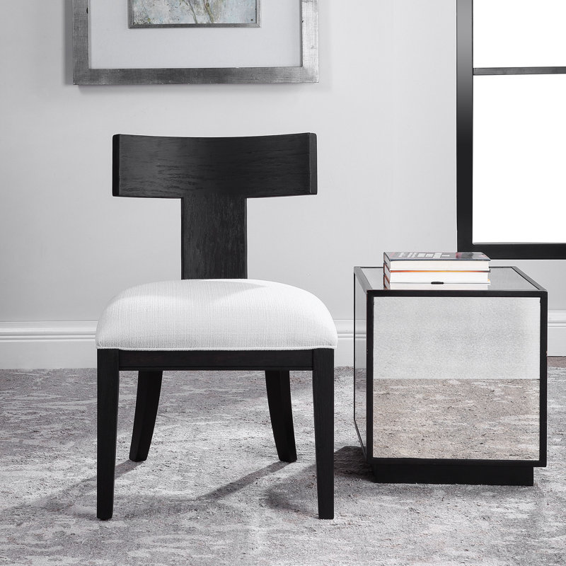 Tegan 18'' H Upholstered Oak Side Chair, Charcoal