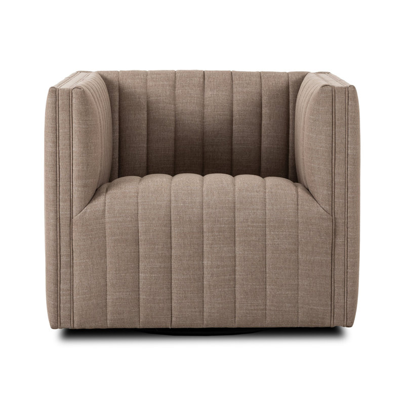 Brandt Upholstered Swivel Armchair, Crypton Nomad Taupe Polyester Blend