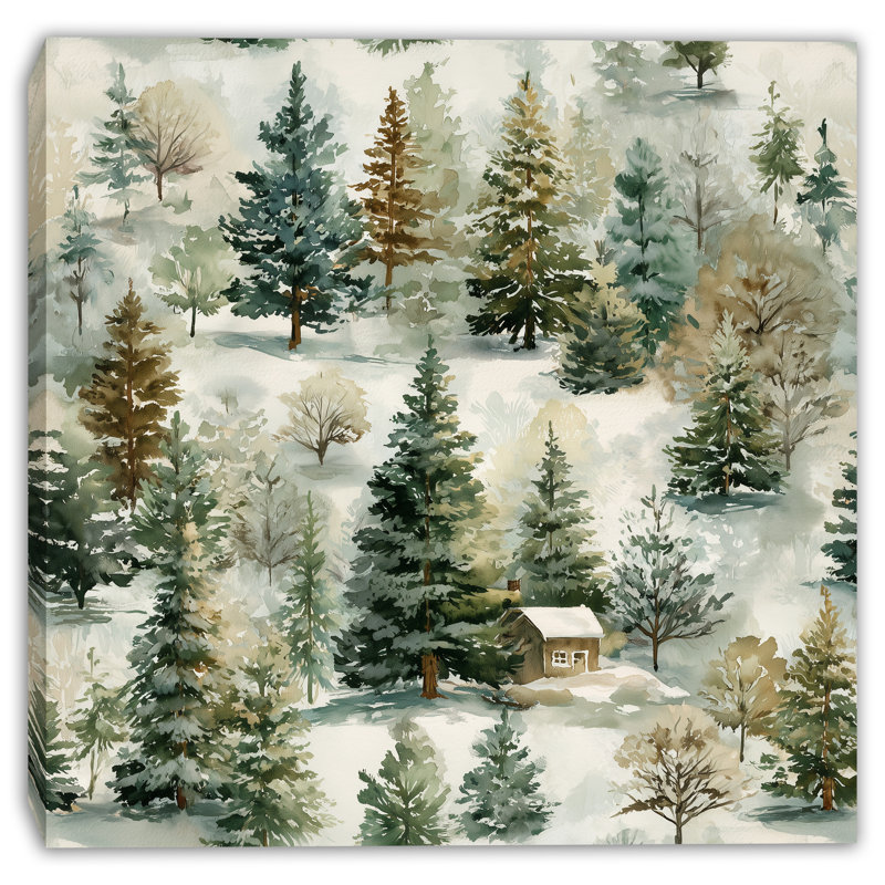 Art mural sur toile Cabin in Evergreen, H 40 po x l 40 po