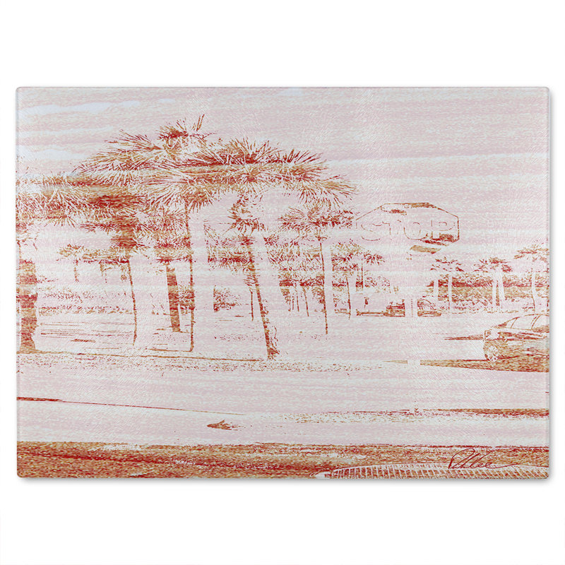 Bronze Palm Glass Chopping Board, 28cm L x 20cm W