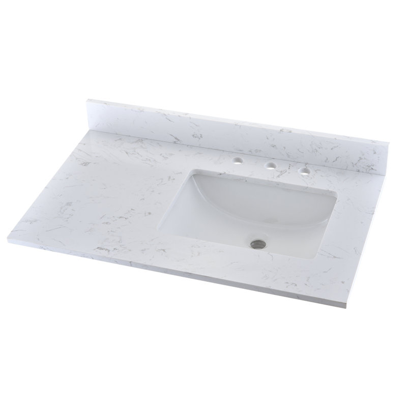 36 Engineered Stone Material 1 Single Bathroom Vanity Top Yes Sink, Right