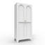 Armoire de rangement 61 po en métal blanc avec 2 portes galbées et tablettes réglables