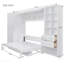 Grand lit escamotable mural avec placard, tiroirs et tablettes, blanc