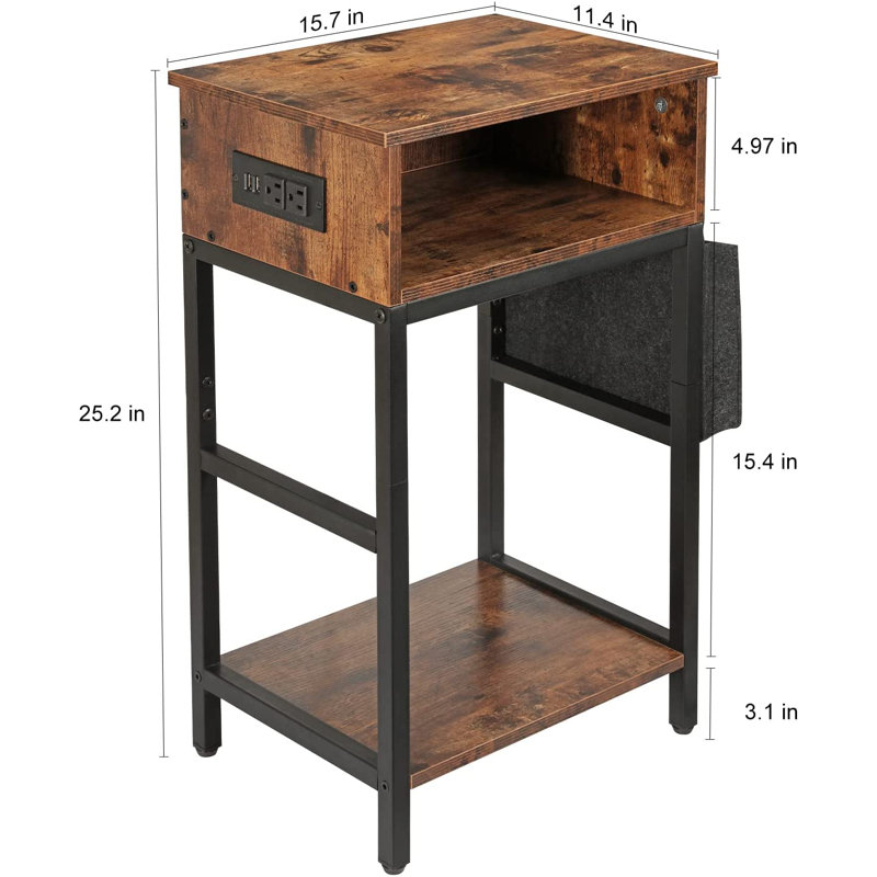 Table de chevet Norberg, Brun rustique