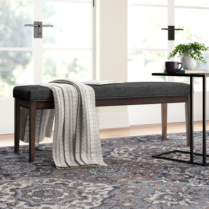 Lancaster Linen Upholstered Bench, Dark Gray