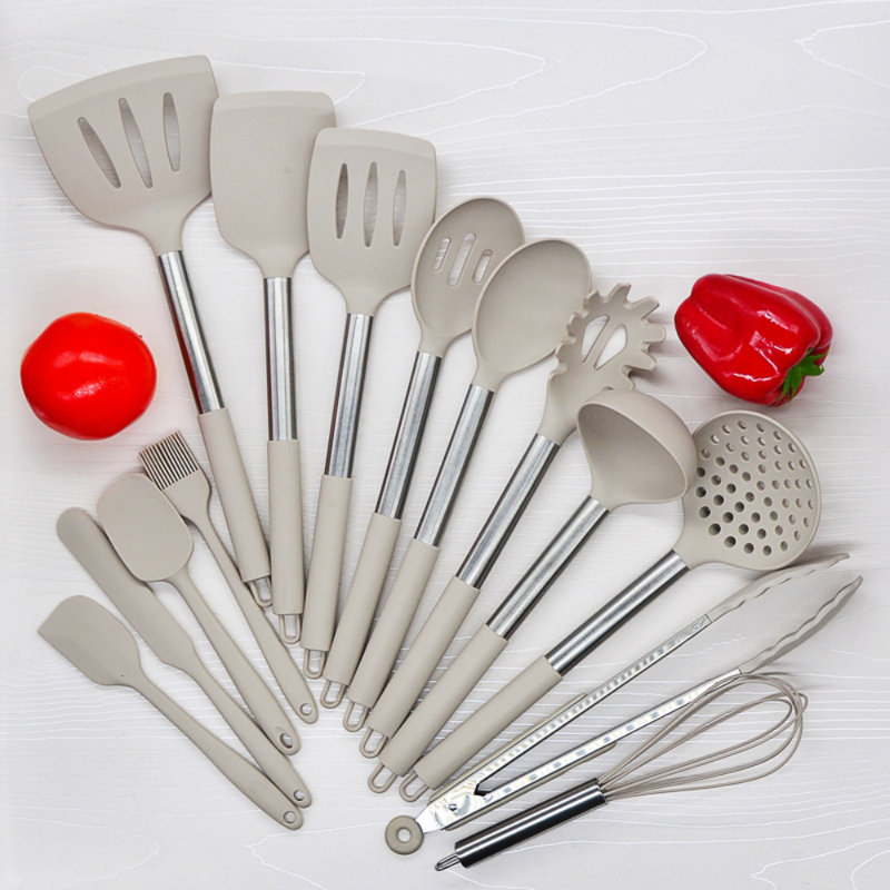Ensemble 24 pièces d'ustensiles de cuisine en silicone, ensemble d'ustensiles de cuisine antiadhésifs