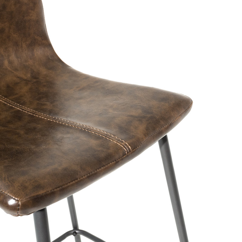 Encinas Upholstered Counter Stool with Metal Frame, Brown