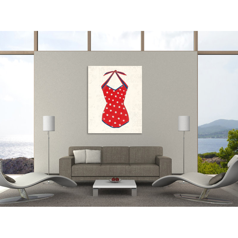 Toile tendue avec châssis «Retro Swim vêtements II» par Emily Adams, H 25 po x l 20 po x P 1,5 po