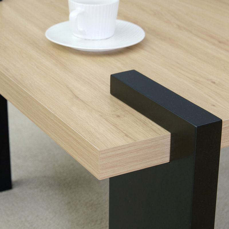 Table basse moderne et minimaliste, 31,5 po x 31,5 po x 16,6 po, en bois naturel, Naturel