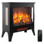 Poêle-feu électrique autoportant sans conduit de 53 cm (21 pouces) avec vue sur trois côtés, flamme 3D réaliste, quatre niveaux de luminosité et télécommande pour chauffage d'appoint domestique