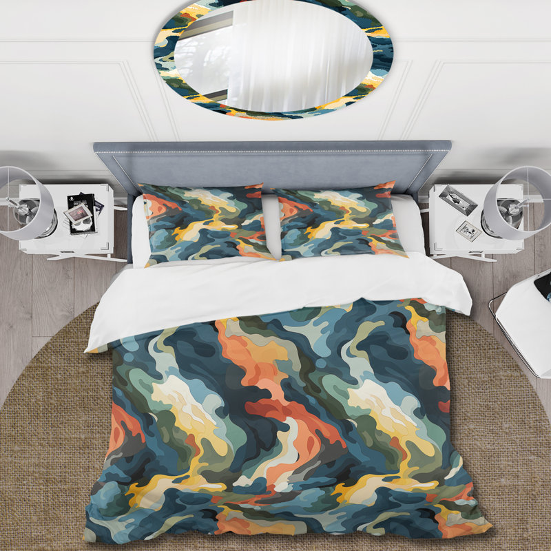 Représentation nautique abstraite - ensemble de housse de couette camouflage - polyester microfibre