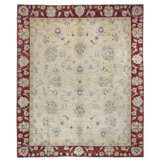 High-Quality Hand-Knotted Camel And Red Area Rug