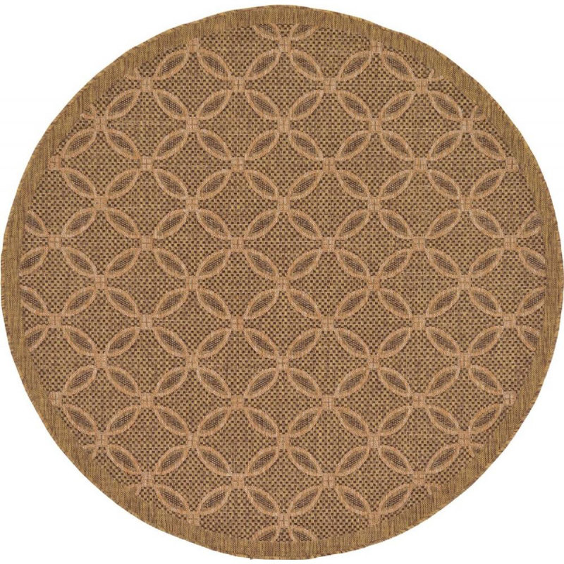 Outdoor Veranda Area Rug Chestnut Color, Round 6'