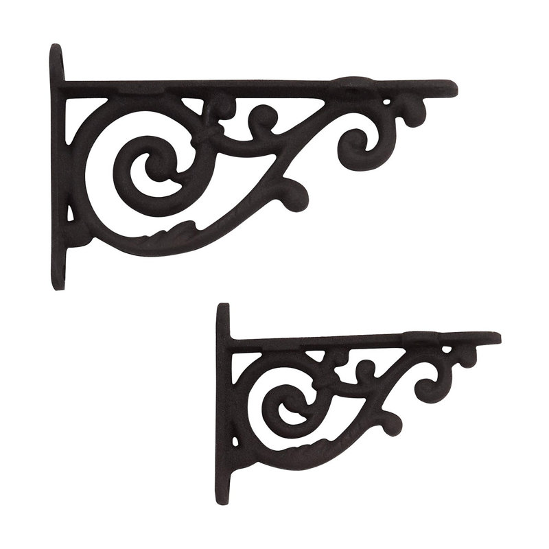 Dulcet Cast Iron Shelf Bracket, 3.75" H x 5.25" W x 0.5" D, Matte Black