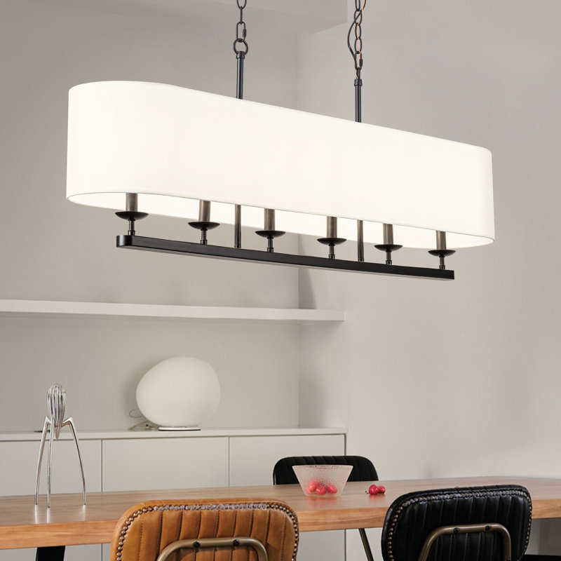 Lustre en tissu à 6 lumières sur îlot de cuisine 