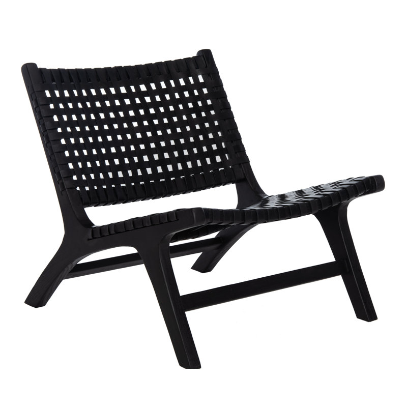 Denman Upholstered Side Chair, Black Genuine Leather