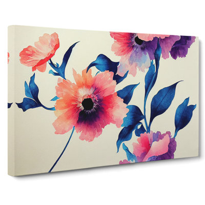 Precious Watercolour Flowers - Wrapped Canvas Print