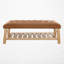 Table basse rectangulaire avec repose-pieds capitonnée, banc rembourré avec garniture cloutée et tablette de rangement inférieure à lattes-335645344