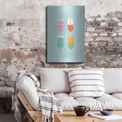 Luxe Wall Art «Summer Bathing Suits Blue» par Ann Kelle Designs, art mural en métal
