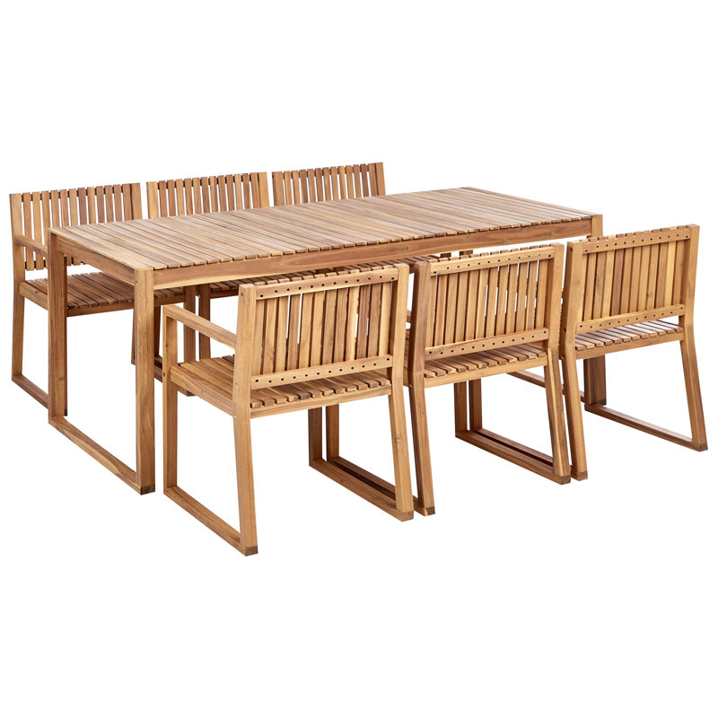 Adamina 6 - Person Acacia Solid Wood Patio Dining Set Rectangular Table