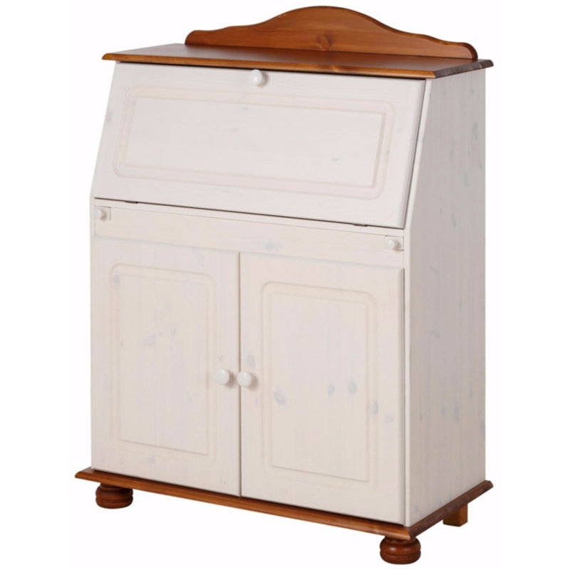 Piechota Metal Base Secretary Desk, Brown/White