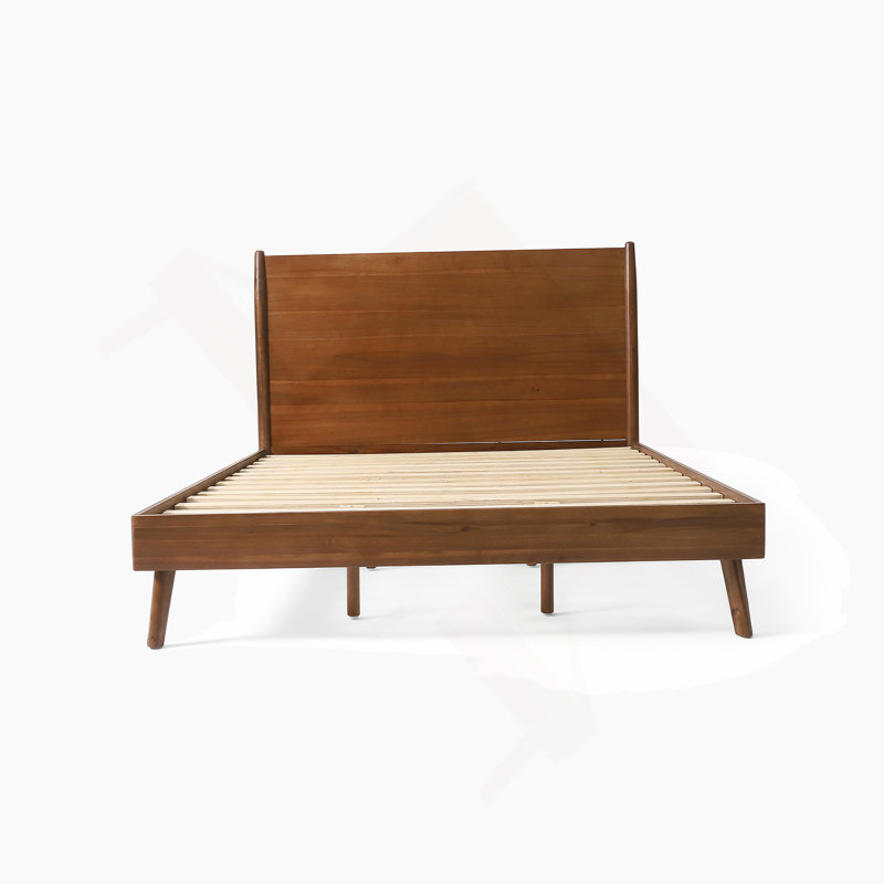 Solid Wood Platform Bed (BED), King, Brown