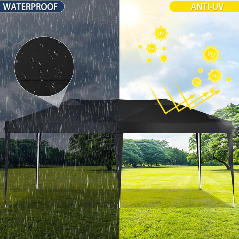  6m x 3m  Steel Gazebo, Black