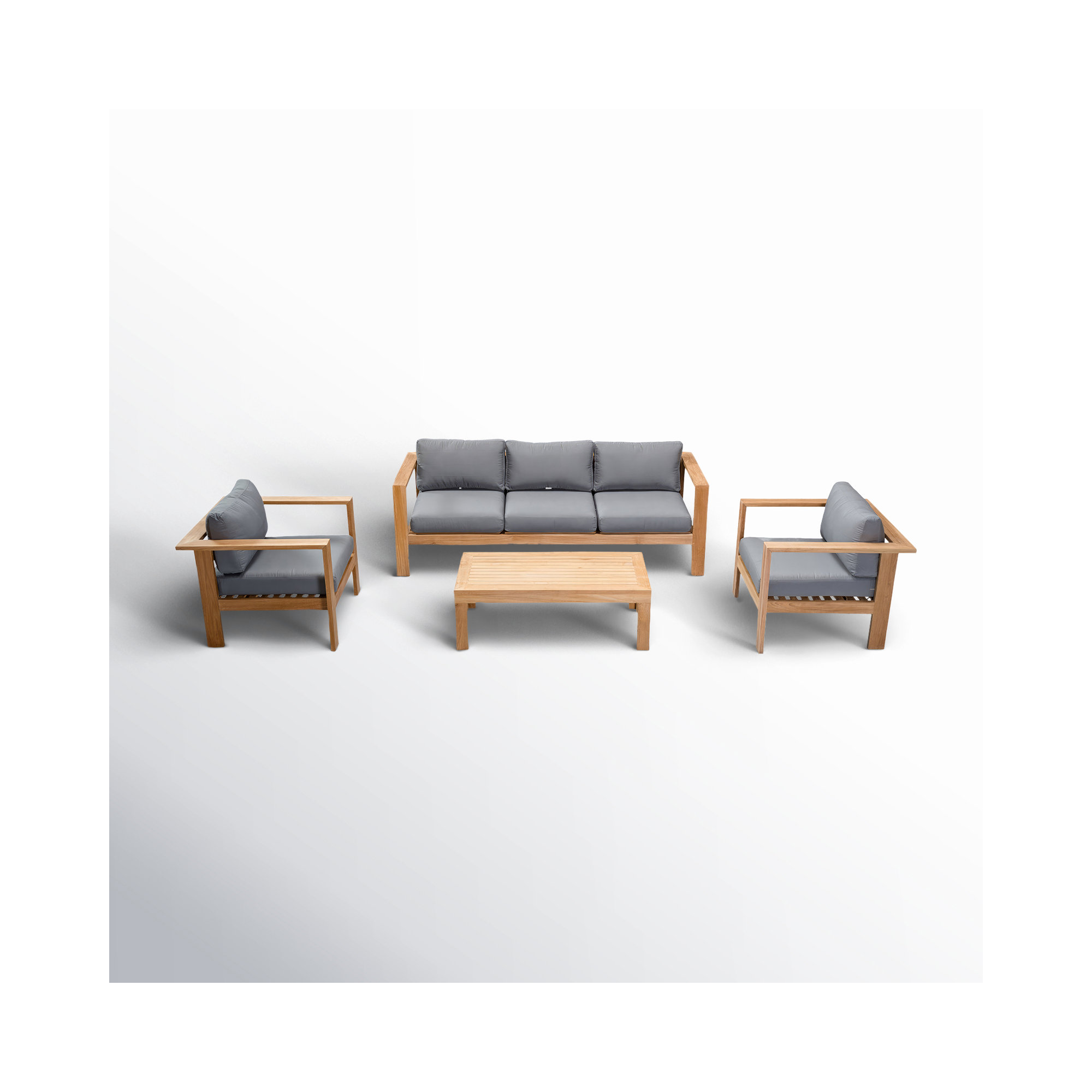 Sonoma 4 Piece Teak Outdoor Seating Group with Sunbrella® Cushions, Canvas Charcoal Sunbrella® Canvas