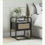 Table basse noire en verre trempé avec structure en métal Rattan Insert - Rangement peu encombrant pour le salon, facile à nettoyer