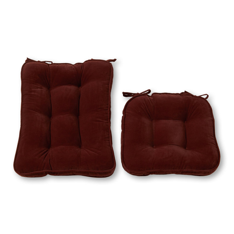 Reversible Microfiber Rocking Chair Cushion Set, 22" W x 17" D, Burgundy