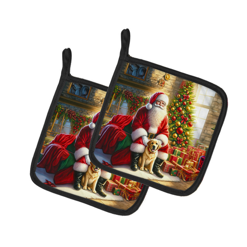 Caroline's Treasures Moments With Santa Polyester Potholder Set