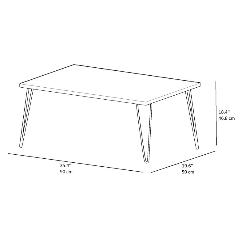 Coffee Table With Metal Legs, 46.8cm H x 90cm W x 50cm D, Oak
